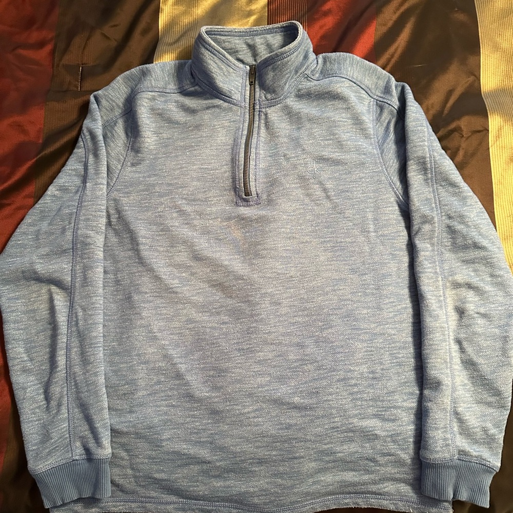 Calvin Klein Men's Light Blue Quarter-Zip Sweater